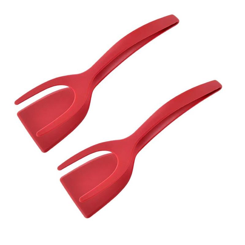 2-in-1 Nylon-Griff-Wenderzange mit Eierspatel und Steakzange Pfannenwender Küchenwerkzeuge Kochzubehör