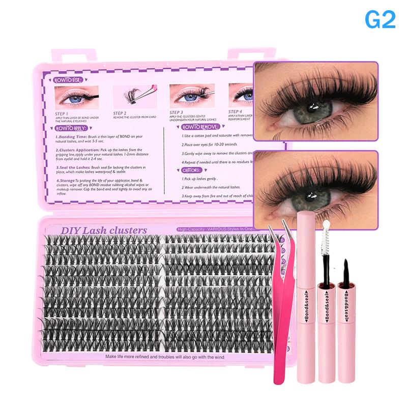 Lashes Cluster Diy Lash Extension Mixed Tray Clusters Eyelashes Fluffy Individual Lashes With Lash Bond And Seal And Tweezers
