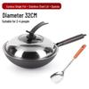 Uncoated Hand-Hammered Forged Iron Wok with Non-Stick Surface and Stir-Fry Spatula for Open Flame Household Cooking