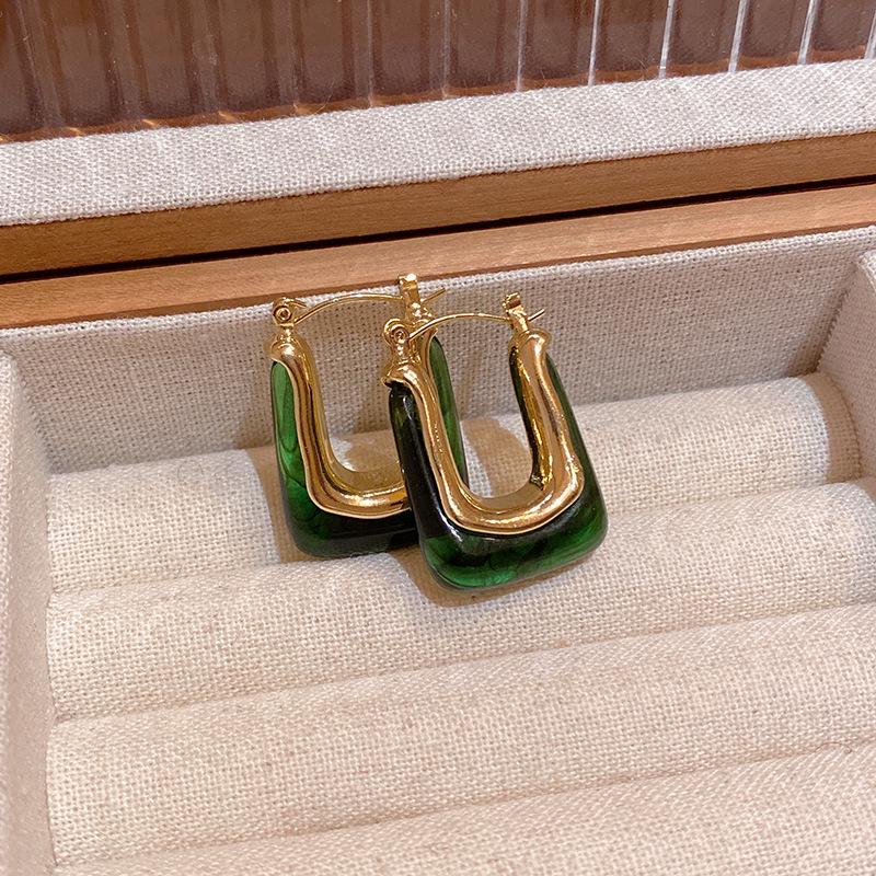 

Французские геометрические серьги из смолы - Женский ретро-стиль высокого класса