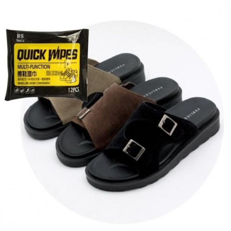 Домашние офисные тапочки, уличные шлепанцы, набор салфеток для чистки обуви black