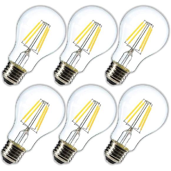 Dimmable 6W Vintage LED Edison Bulb 4000K Daylight White A19 /A60 LED Light Bulbs 600LM Led Filament Bulb 60W Equivalent E26 Medium Base Clear Glass