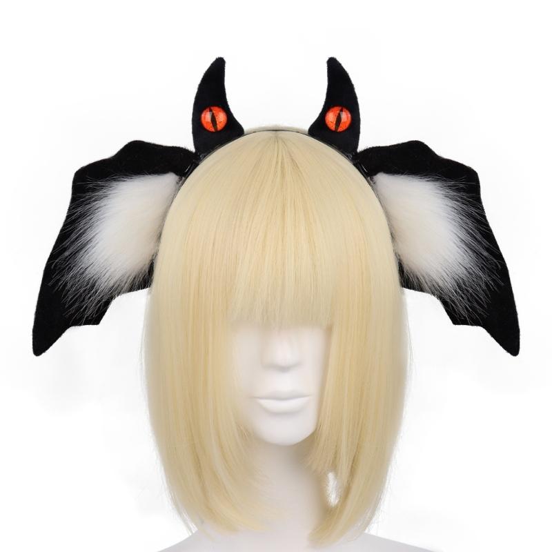 Handmade Plush Bat Ear Headbands Soft Fuzzy Hair Accessory For Kids Halloween Costume Party Dressing up
