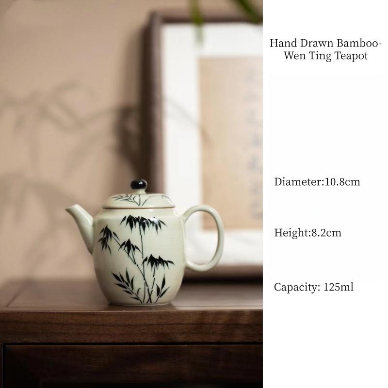Hand Drawn Beautiful Peach Flowers Teapot Tea Maker Tea Kettle Tea Ceremony Lady Tea Set Kungfu Tea Set Single Pot Tea Brewing