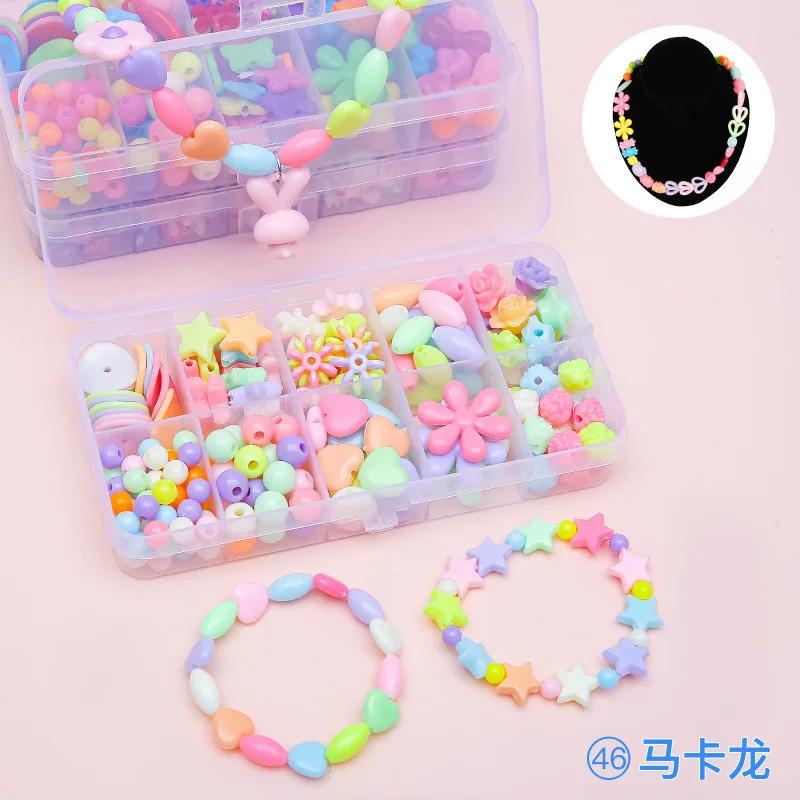Children's Handmade Beaded Girls Wear Beads Educational Toys Diy Jewelry Bracelet Necklace Jewelry Around Beads Beads Set