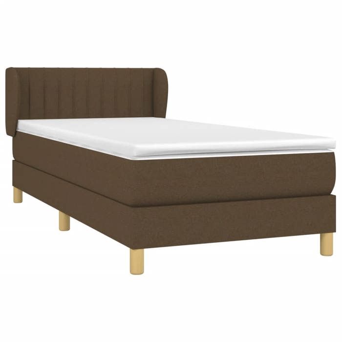 3126936 vidaXL Lit à sommier tapissier avec matelas Marron foncé 90x200 cm