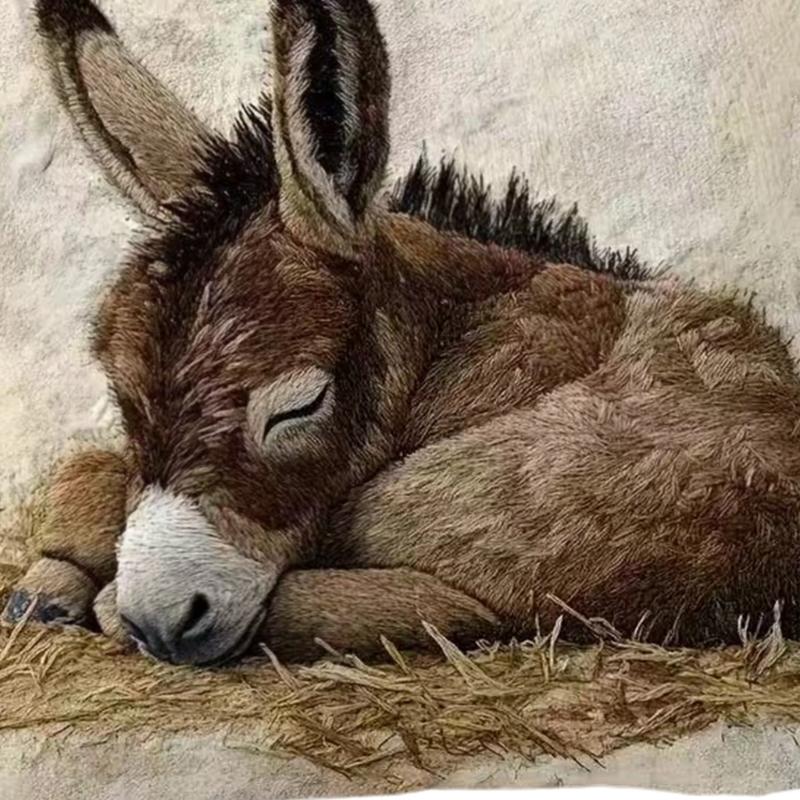 Multifunctional Plush Cushion Cover Features Fun Donkey Pattern Ideal for Sofa Bed Decoration