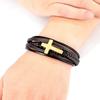 Punk Cross Design Leather Bracelet Classic Stainless Steel Men's Bangles Jewelry Luxury Multicolor Handsome Christmas Gifts