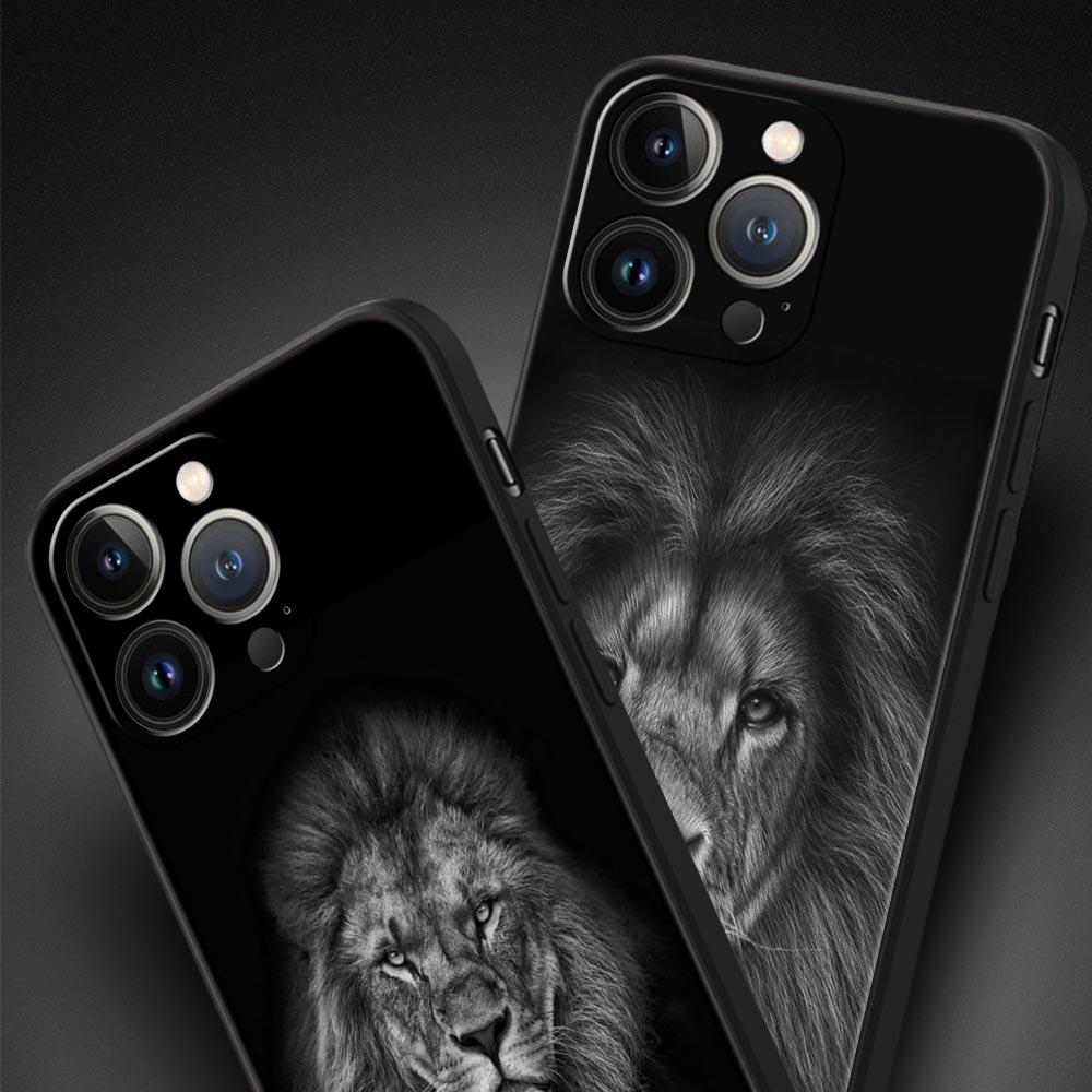 Lion Wild Animals Phone Case For iPhone 17 16 15 Pro Max 11 12 13 14 7 8 Plus SE 2020 X XR XS Cover Soft Black