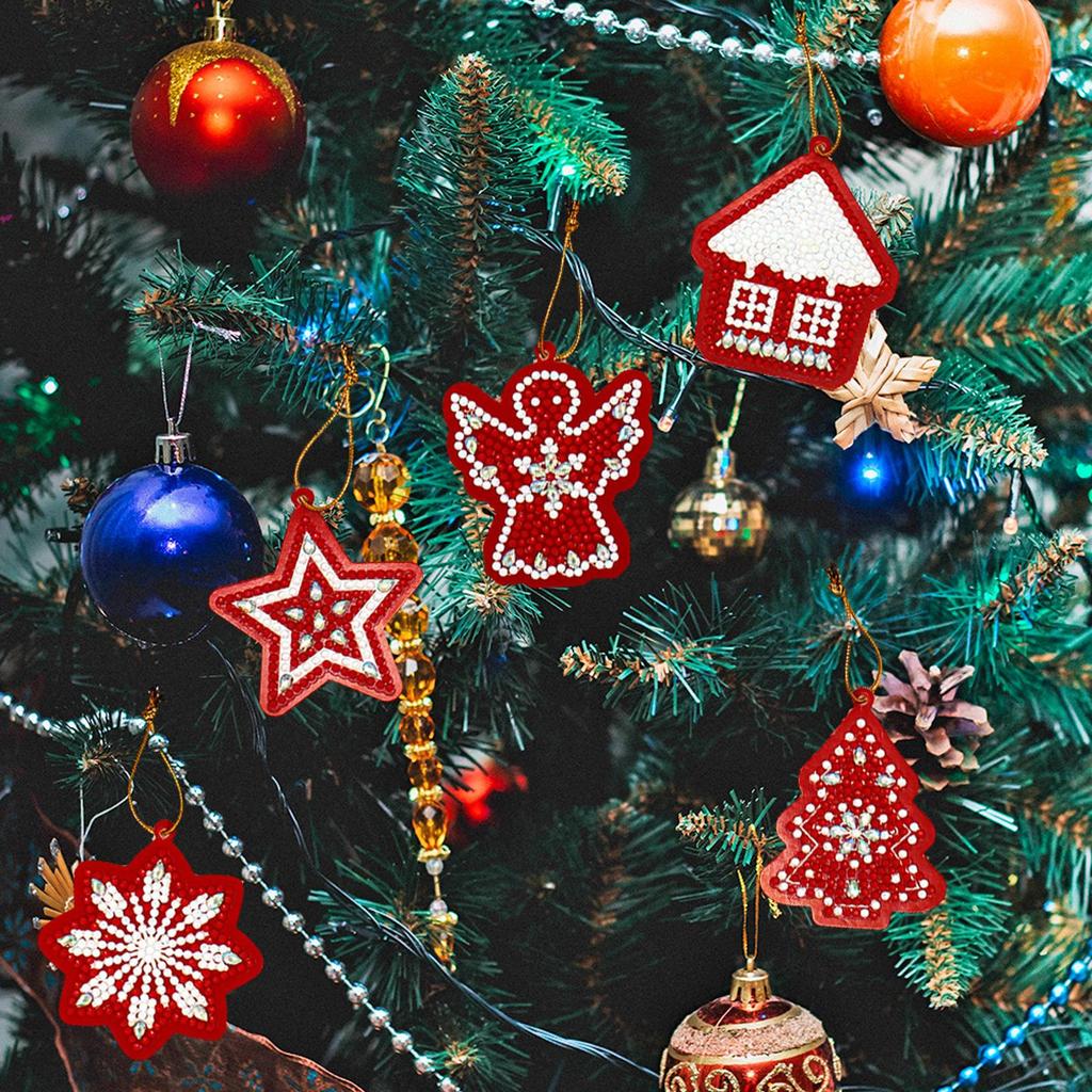 100-10Pcs Christmas Decor Diamond Painting Pendant Special-shaped Full Drill DIY Hanging Ornament Handmade Xmas Tree Decoration