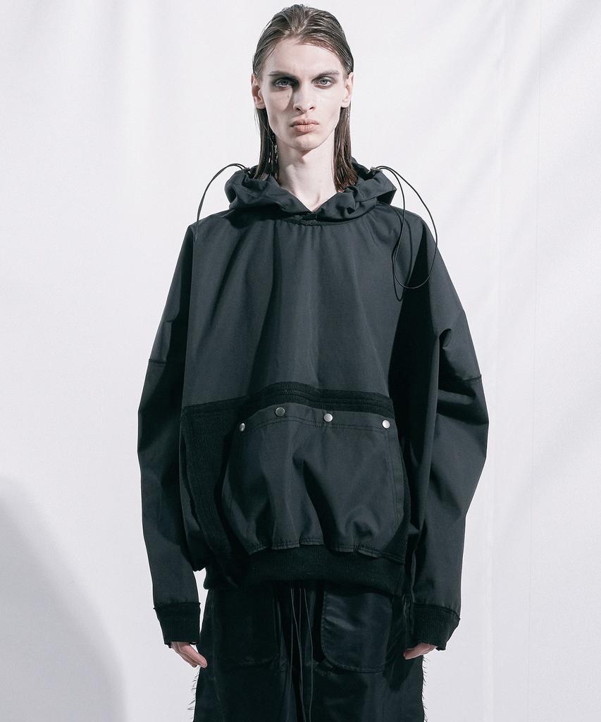 Black Square Cut Hoodie