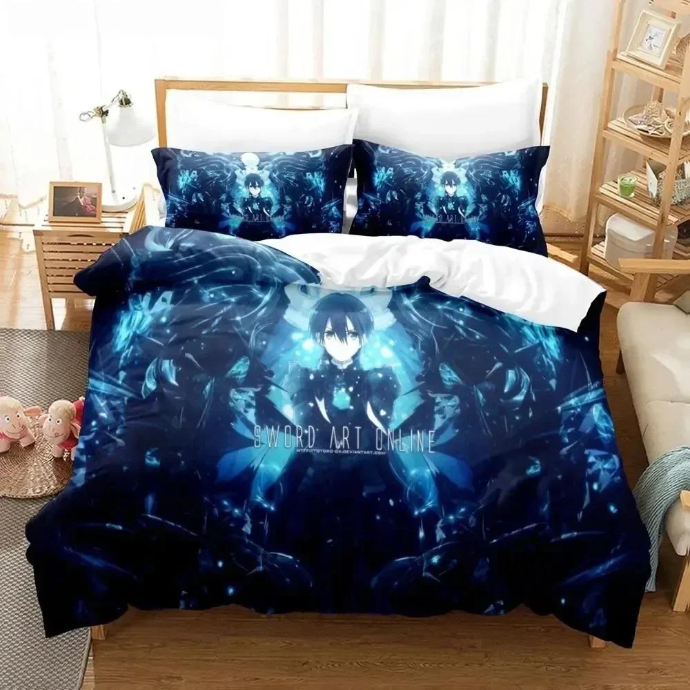 Anime Sword Art Online Beding Sets Home Textile Pilow Case 3D Bed Soft Duvet Covers Children Kids Gift Bed Linen Set Home Textiles Beding