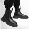 Fashion 2024 Split Leather Chelsea Boots for Men Platform Ankle Boots Male Thick Bottom Motorcycle Boots Spring Mens Chunky Casual Shoes