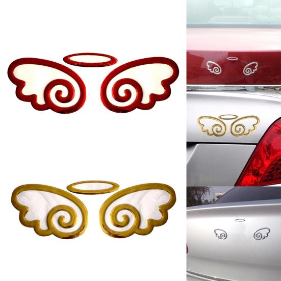 Car Styling Lovely 3D Angel Wings Sticker Vehicle Body Logo Decal Decoration