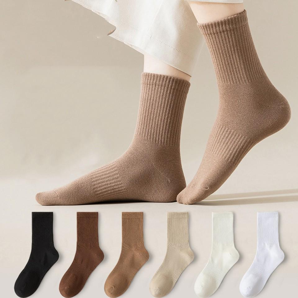 Coffee Mid-Calf Women's Spring/Summer High-Elastic Socks - Trendy and Simple Design for Couples