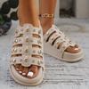 Fashion Punk Gold Rivet Decoration Slip On Gladiator Sandals Women Black Thick Bottom Soft Cloud Slippers Women Sexy Beach Slippers