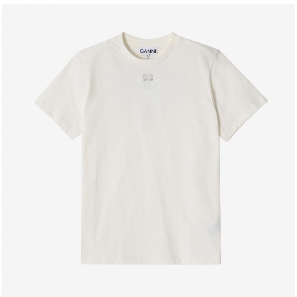 Ganni T3946 135 Butterfly RhineStone Logo Women S Short Sleeve Tee