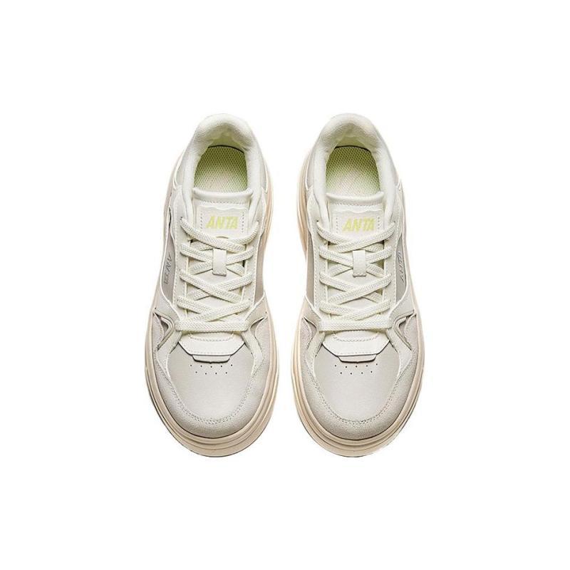 Anta Platform Sandals Wear-Resistant Low-Top Skateboard Shoes Women's White Sneakers 922348072-3