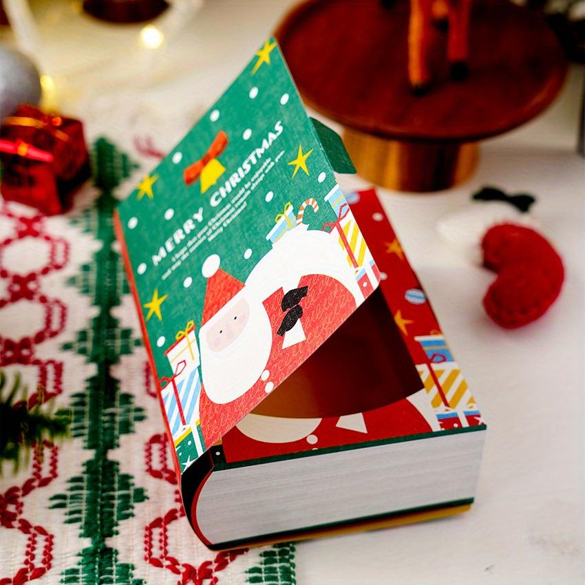 10 Stück Weihnachtsgeschenkboxen Buchförmige Geschenkverpackungen Weihnachtlich gestaltete Buchboxen mit entzückenden Weihnachtsmann- und Schneemann-Designs Perfekt für Gastgeschenke