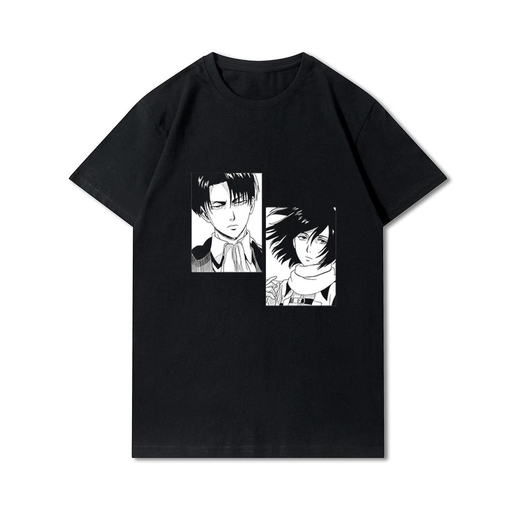 Plus Size Anime Attack On Titan Unisex trička Levi·AckerUnisex Eye Punk Tops Letní Harajuku Volné Gotické Topy s krátkými rukávy