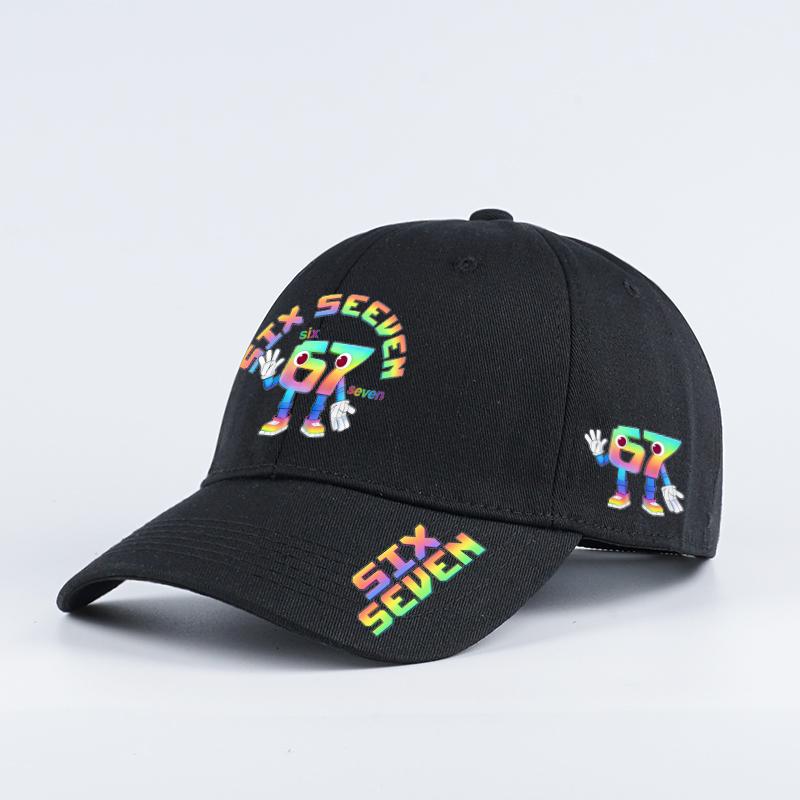 Yiran Bag Women's Six Seven Rainbow Gradient 67 Cartoon Robot Print Soft-Peak Baseball Cap—Perfect For Camping, Fishing, Shopping, And Travel