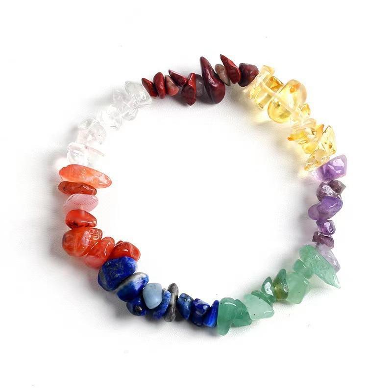 Natural Chakra Crystal Chip Bracelet Genuine Crystal  Healing Energy Jewelry Ideal Gift for Yoga Meditation Lovers
