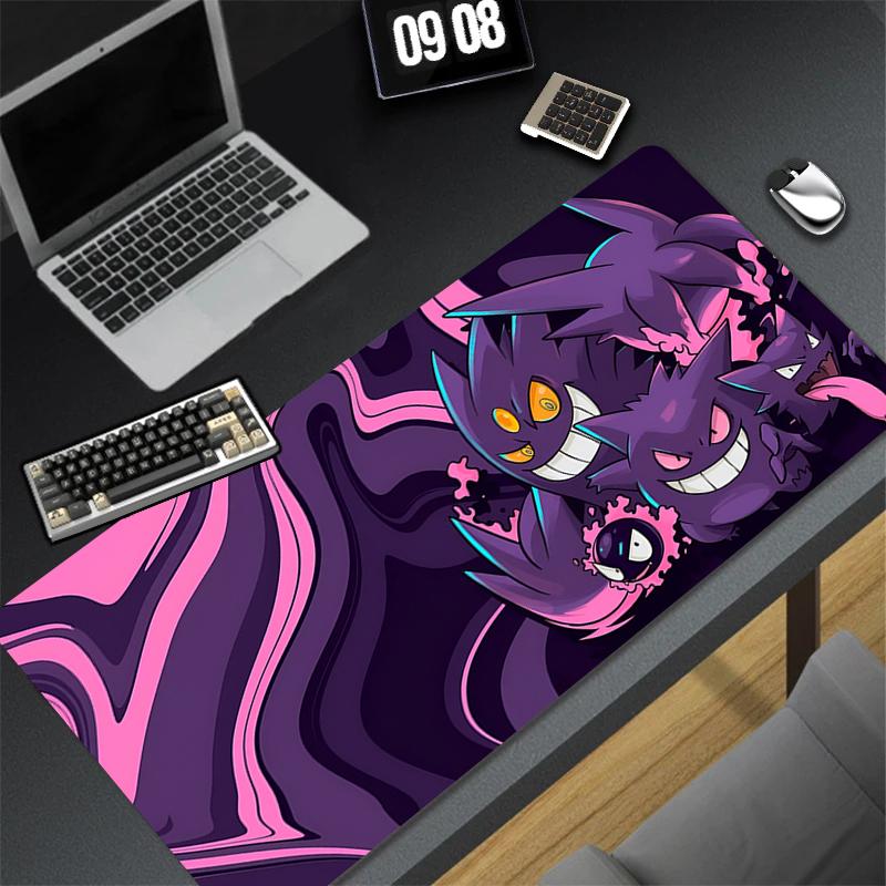 Mouse Pad Gaming Mousepad Rubber P-pokemonS Black Desktop Mat Non-slip PC Laptop G-gengar Gamer Accessories Keyboard Pad Carpet