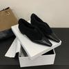 2025 New Inner Slope Heel Fluffy Splicing Thick Heel Carved Fleece Warm Women's Commuter Women's Single Shoes