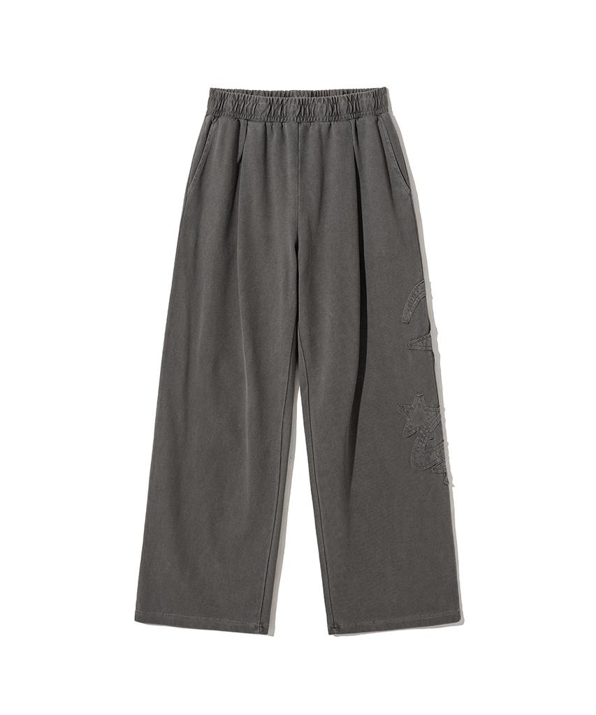 GAKKAI UNIONS Shiny Applique Wide Sweatpants Charcoal