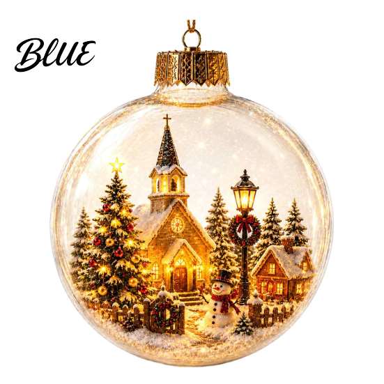 Transparent Holiday Hanging Spheres Glowing Christmas Story Ornament Light-Up Ball Decor with Warm LED Light Acrylic Charms Mini Scene 3D