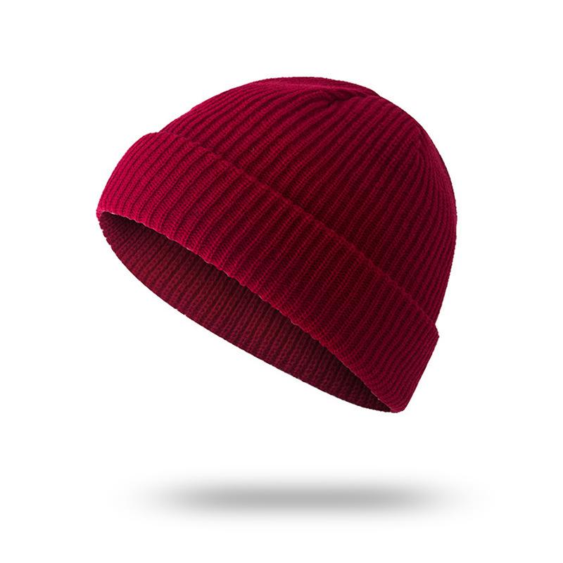 Hat Men's Autumn and Winter Short Melon Hat Knitted Wool Hat Hip Hop Street Hooligan Hat Yuppie Bag Head Cold Hat