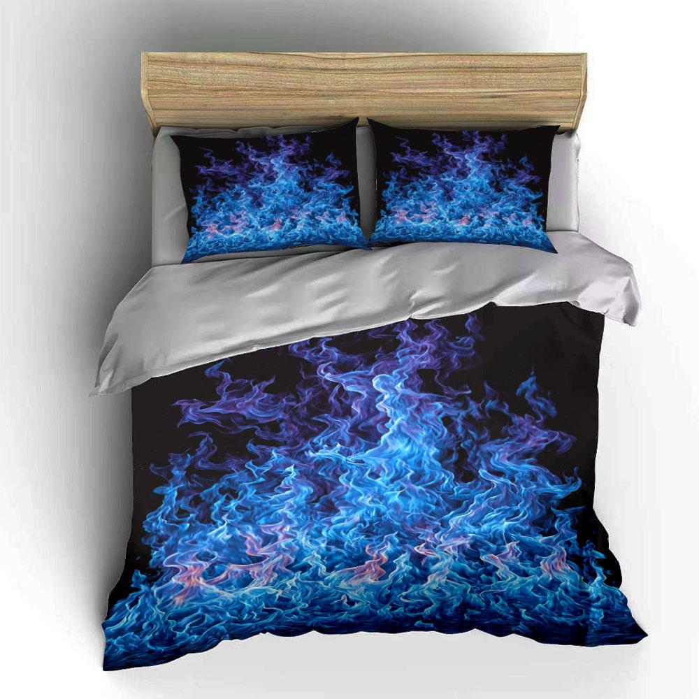 Blue and Purple Flames. Bedding Sets Duvet Cover Sets Duvet Covers Pillowcases(1 * Duvet Cover 2 * Pillowcases, Without Duvet Insert)