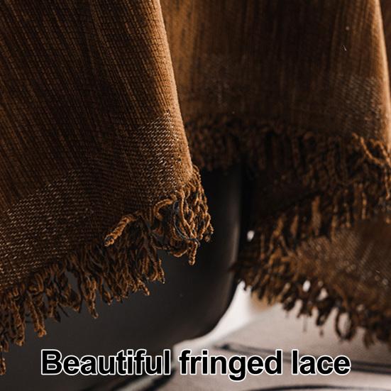 Chenille Sofabezug Einteiliges Design Weiche Haptik Stoff Möbel Schutzbezug Quastenborte Uni