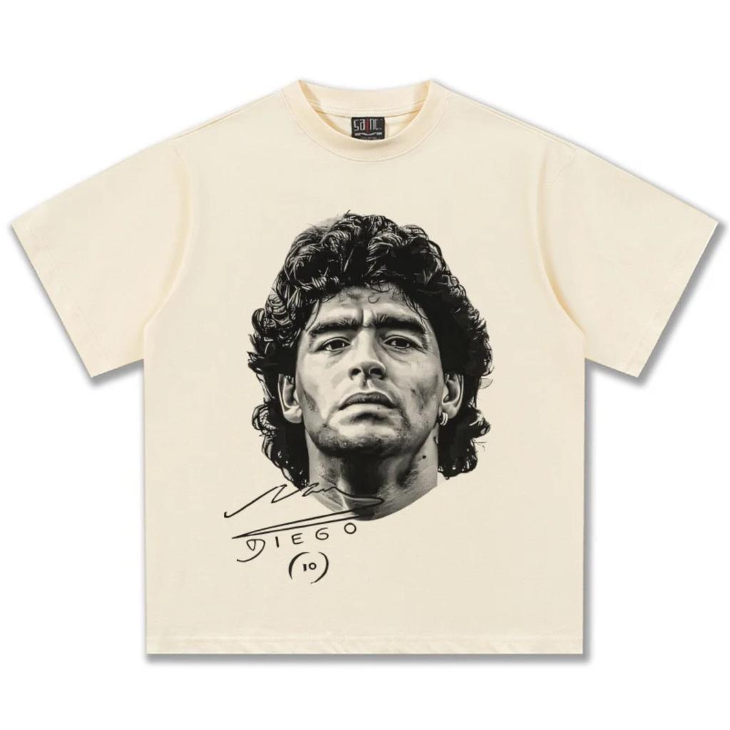 Legend Football Star Maradona Poster Graphic Print Short Sleeve T-Shirt Men Women Loose Casual Oversized Cotton Top Summer New Tee