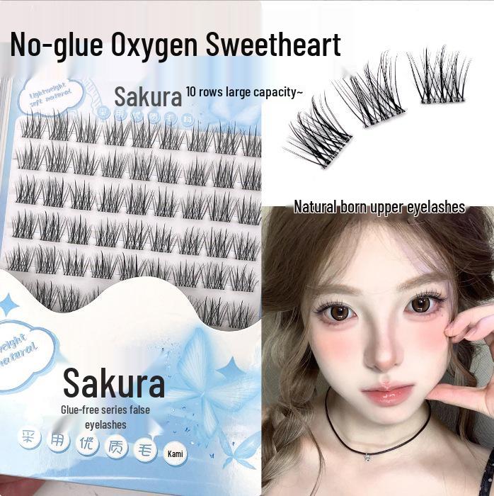 Ying Lier Natural Cluster Fox-Eye Eyelashes - Beginner-Friendly and Glue-Free