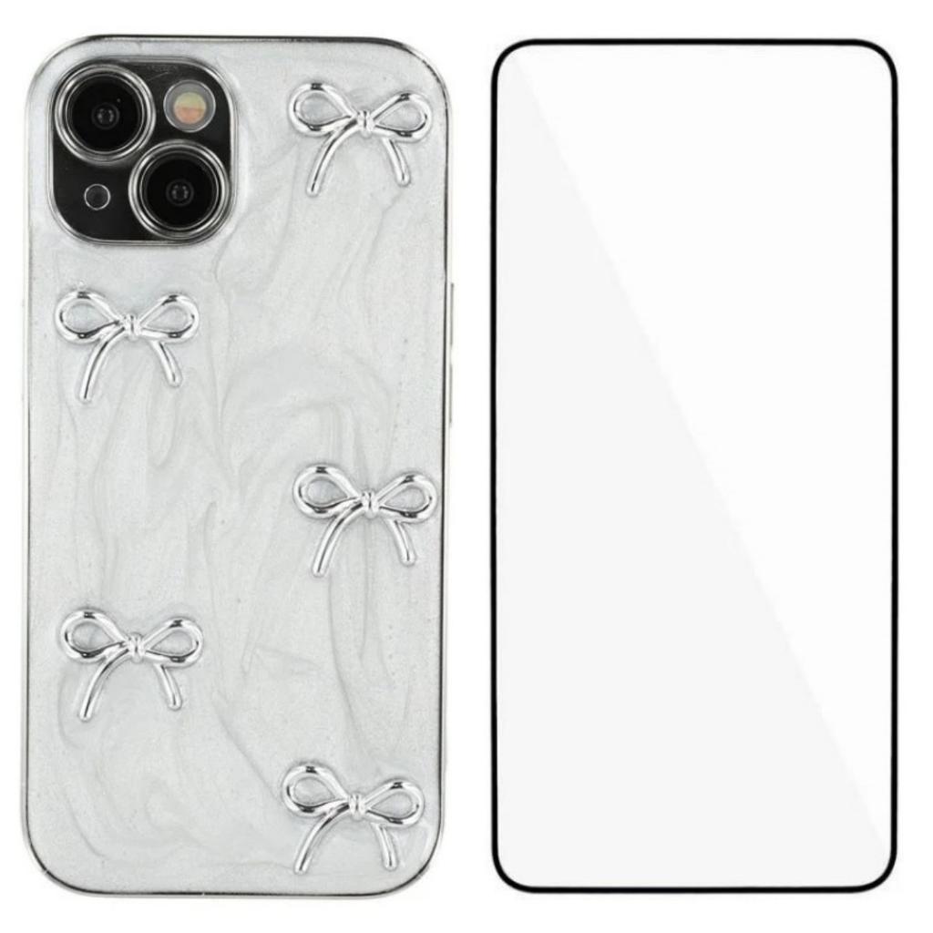 For iPhone 13 6.1 inch Case WANLONFENG Electroplated Epoxy TPU+Acrylic Phone Cover with Tempered Glass