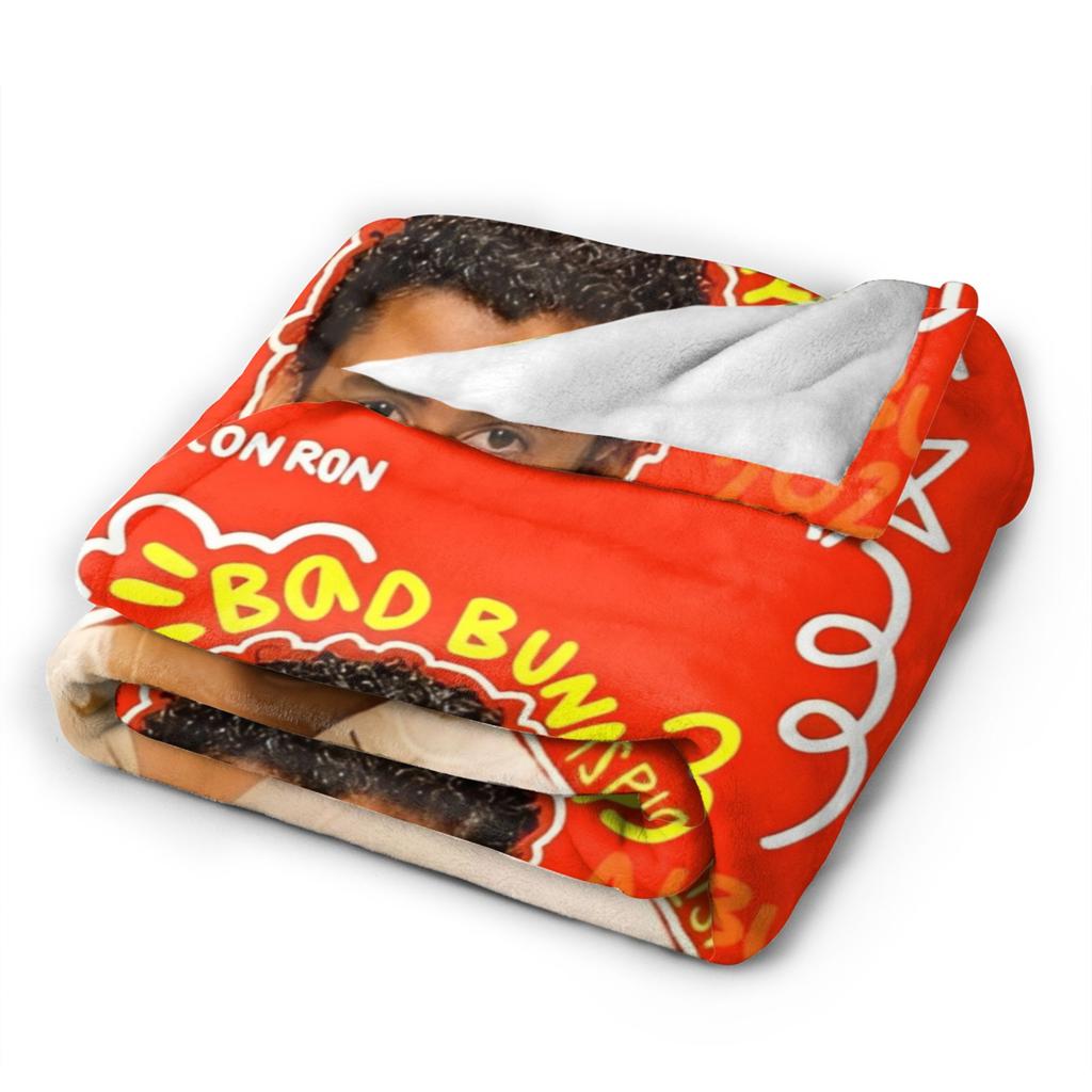 DTMF Bad Bunny Hip Hop Rapero Mantas Mantas de Forro Polar Decoración para Sofá del Hogar Suaves Cálidas Colchas,