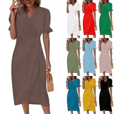 Robe Maxi Bohème Plage Pour Femmes Élégante Fluide Froncée Cache-Cœur Col V Printemps Été Robe Hawaïenne