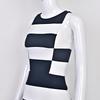 Chic Black and White Geometric Striped Mini Bandage Dress - Waist-Cinching, Hip-Hugging for Dates, Parties, and Fashion Shows.