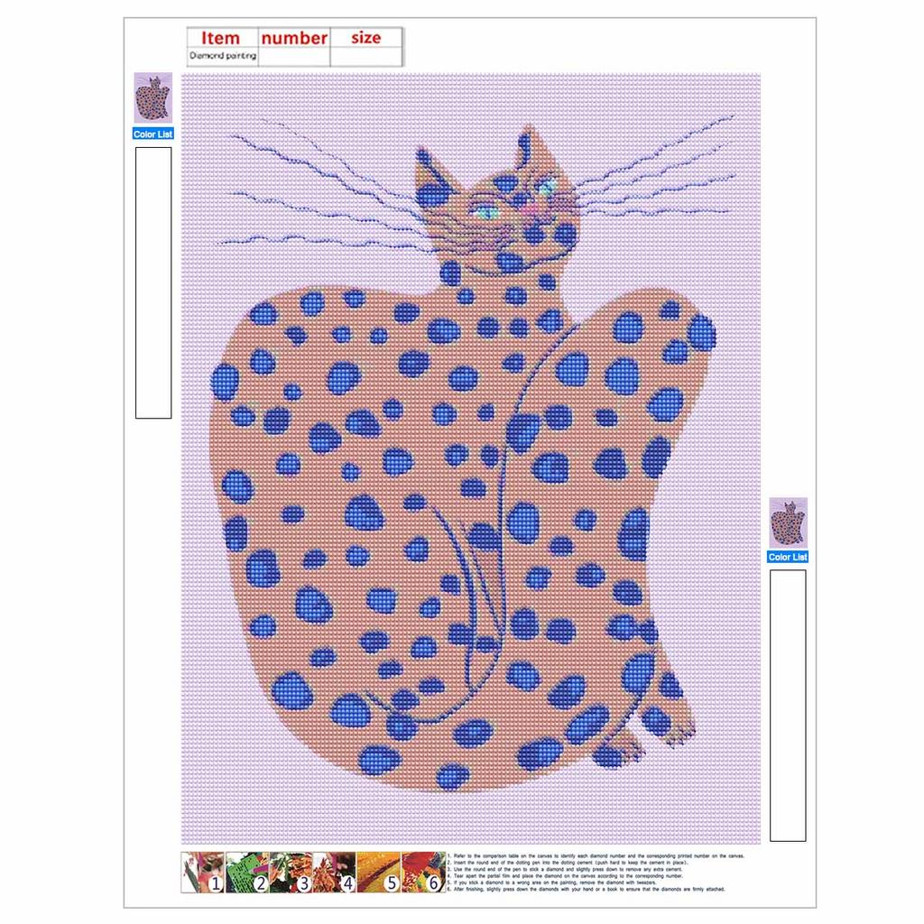 DIY 5D Diamond Art Kit Abstract Polka Dot Cat Pattern Full Drill Canvas Creative Craft for Living Room Home Wall Decor