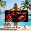 Custom Text Beach Towel, Soft Absorbent Swimming Multi-use TowelA Nightmare on Elm Street Freddy Krueger