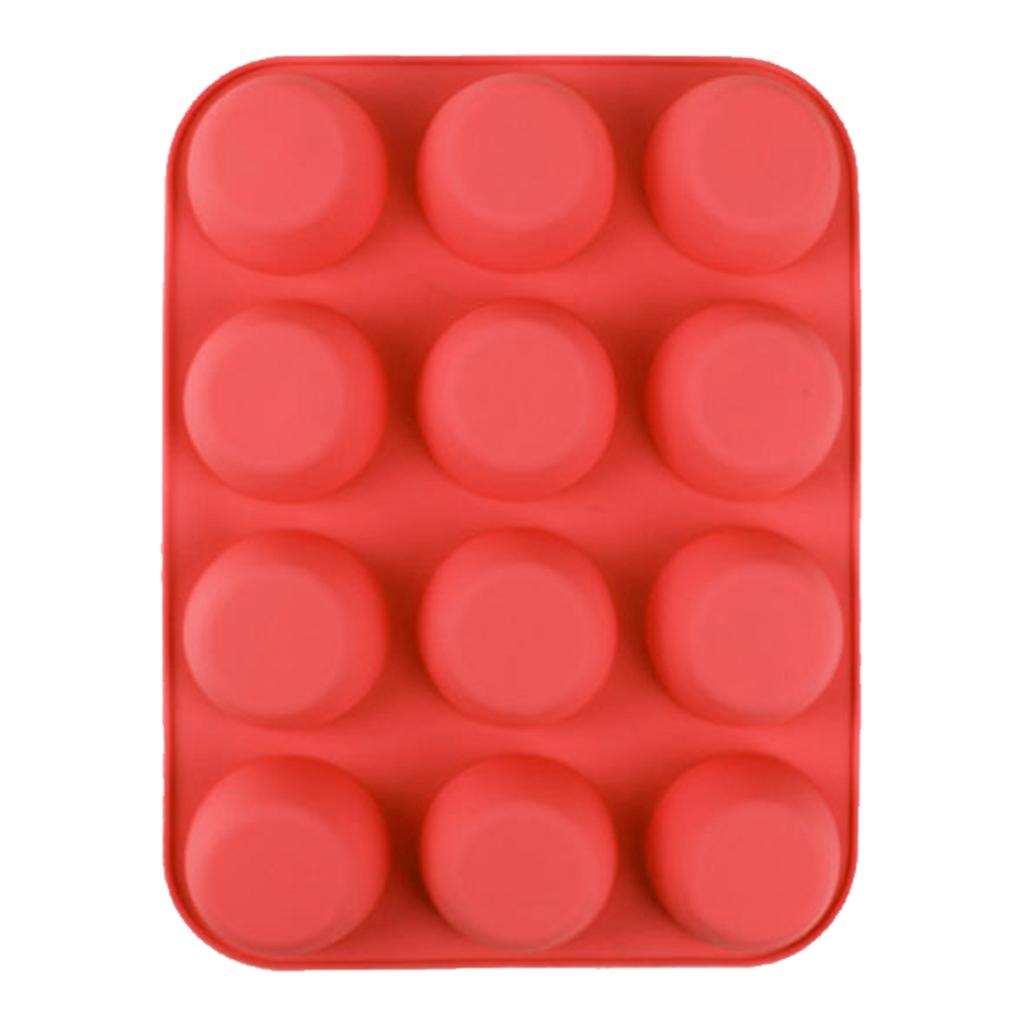 Moule à 12 cupcakes en silicone souple de forme ronde, facile à démouler, moule à muffins pour cupcake, muffin, gélatine, savon