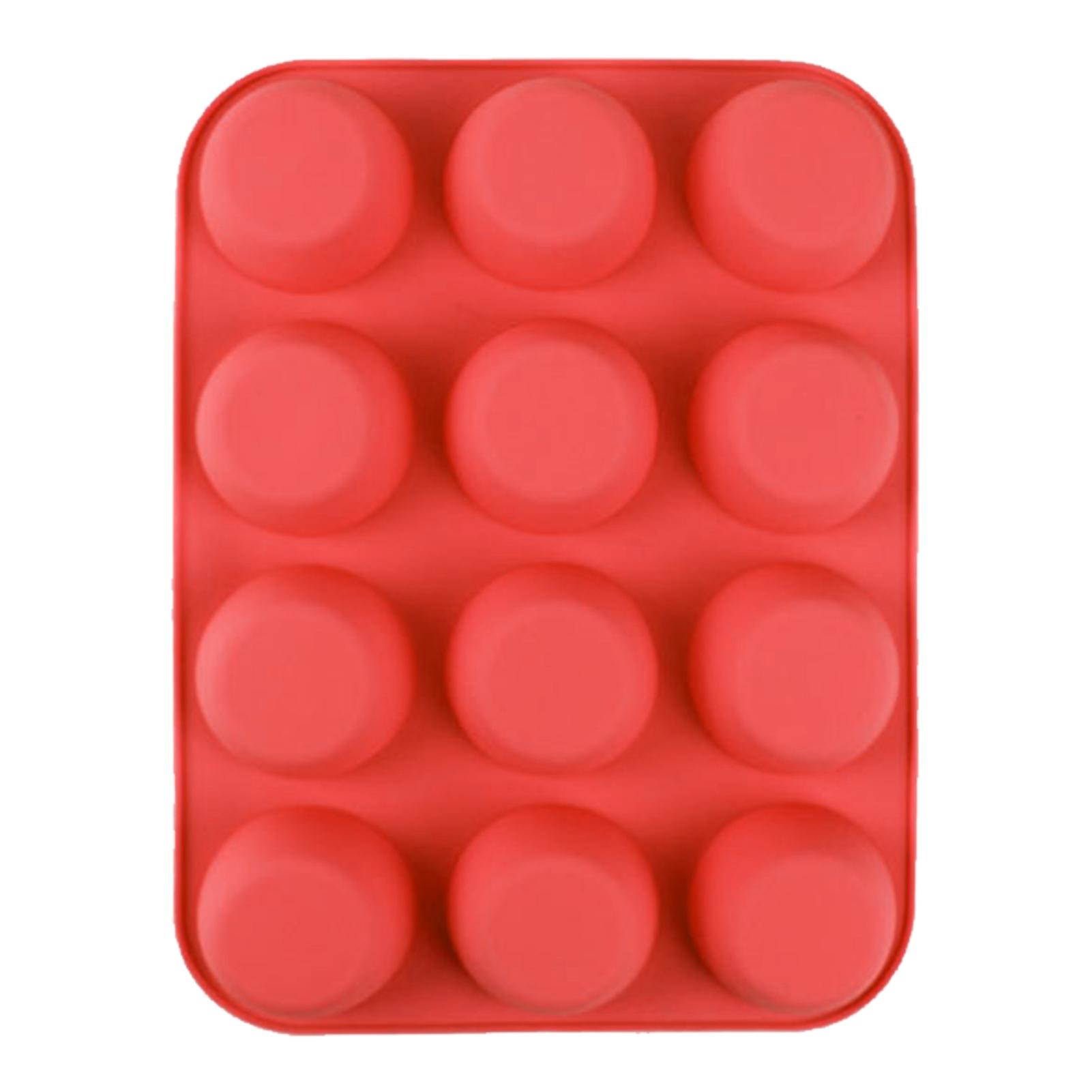 

Форма для 12 кексов из мягкого силикона, круглая, с легким извлечением, форма для маффинов для кексов, маффинов, желе, мыла красный