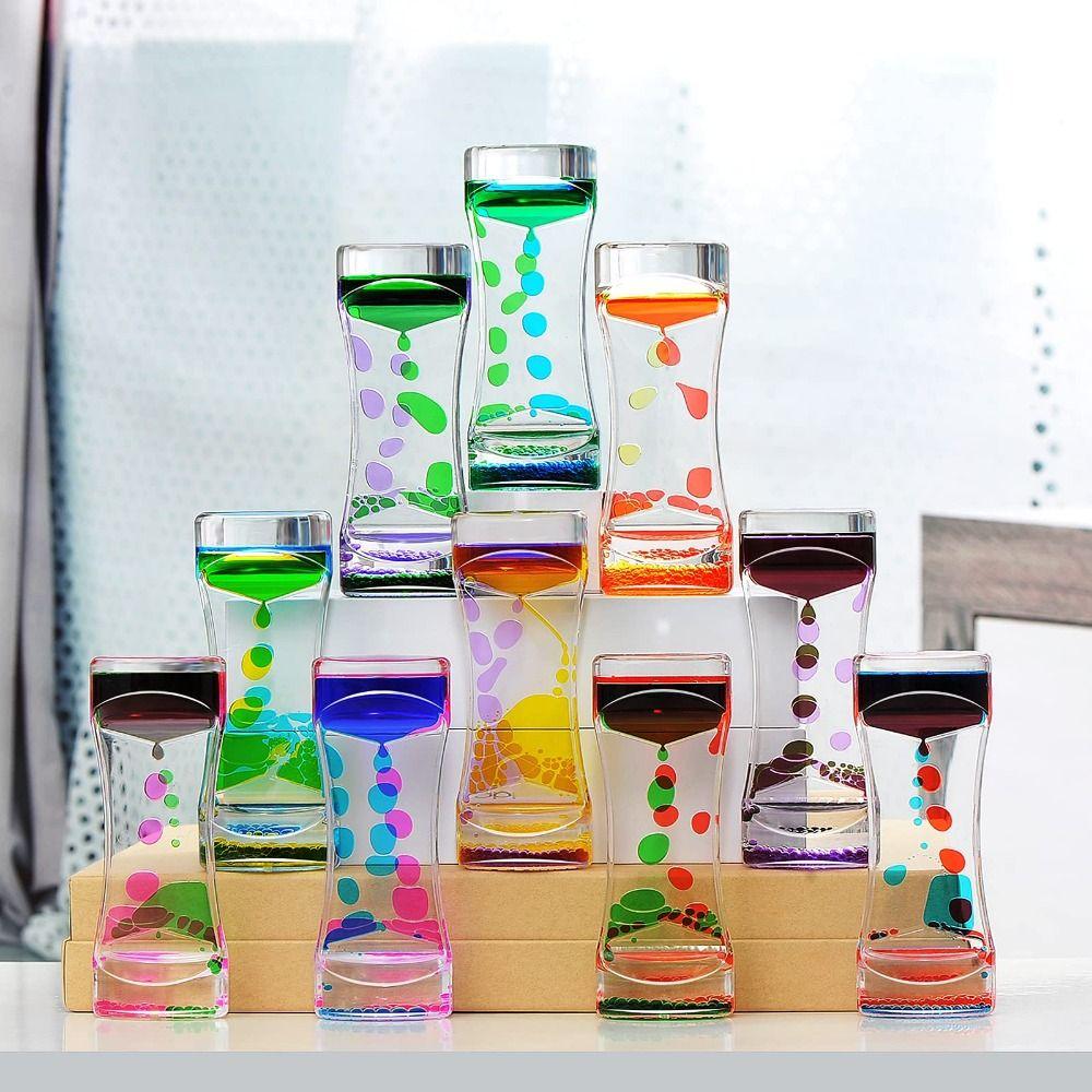 Creative Hourglass Timer Double Colors Oil Oil Hourglass Floating Motion Bubble Timer Focus Tool