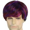 Synthetic Natural Short Man Wig with Bangs Purple Wine Red Black Mixed Wigs for Men Cosplay Halloween Carnival Party