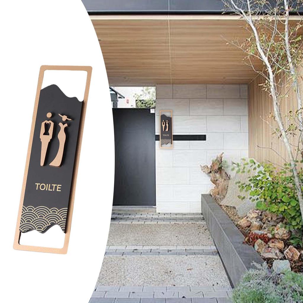 Bathroom Sign 3D Restroom Acrylic Wall Hanging Decor Signage for Restaurant Commercial