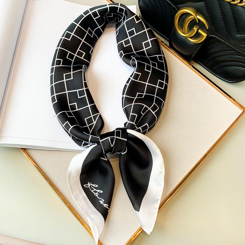 New Style of Spring and Autumn Geometric Decorative Professional Scarf for Women s Imitation Silk Summer Sun Protection Scarf 70*70cm