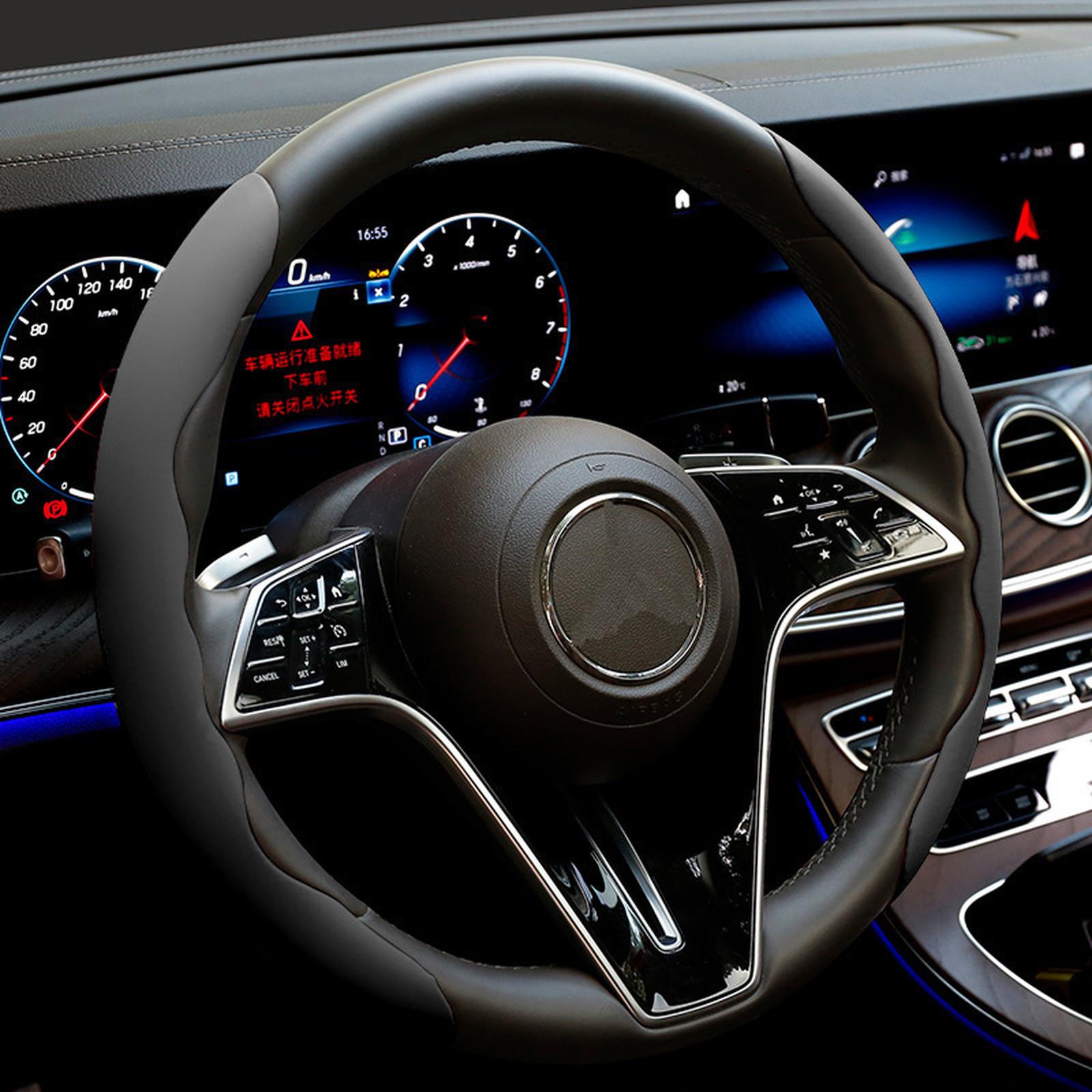 

NEW Brown Suede Universal Car Steering Wheel Booster Cover 38CM Non- Auto Interior Steer Protector Decoration Accessori One Size