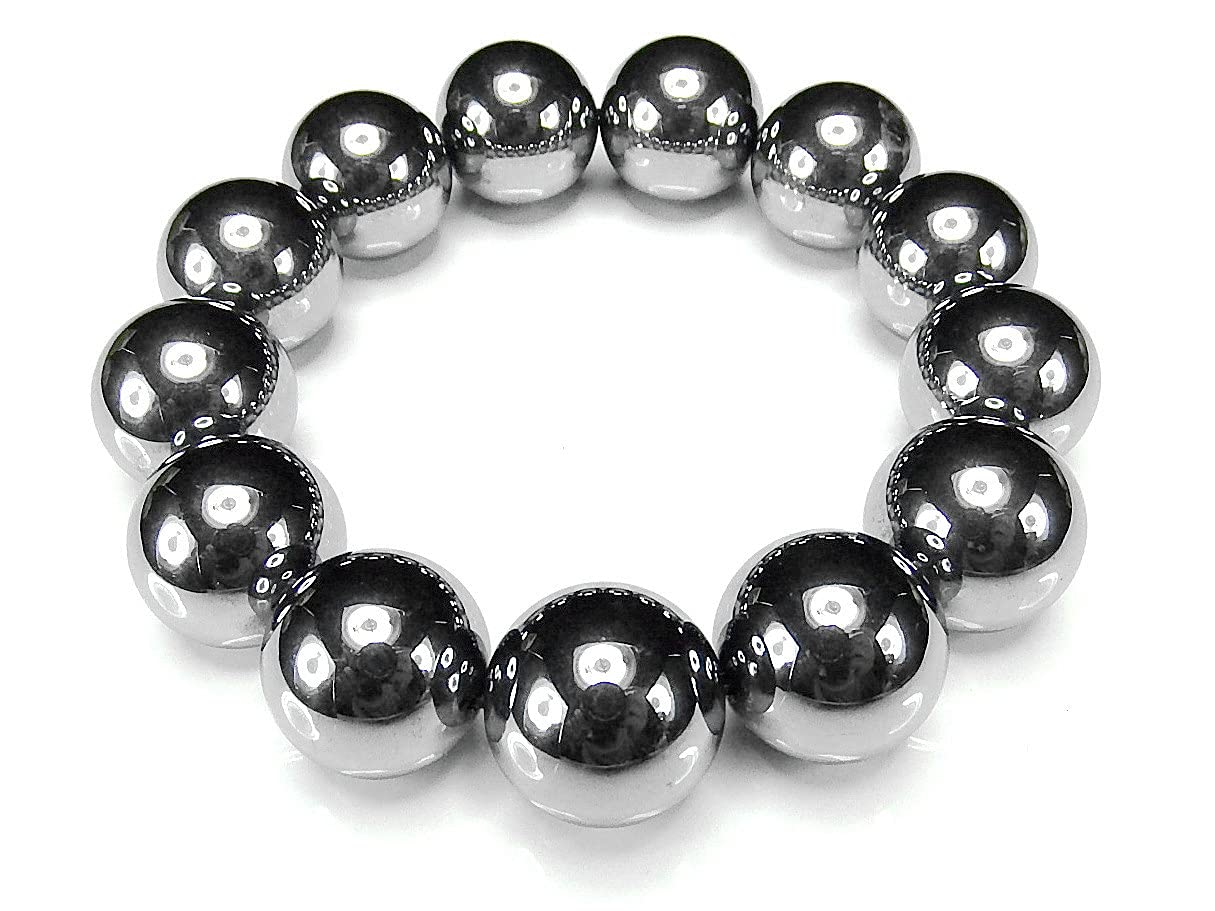 

[Sekimachi] AAA High-Purity Terahertz Stone 18mm Bracelet, Extra Large Beads, Impressive Men s Prayer Beads