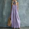 Women Summer Boho Spaghetti Strap Tiered Maxi Dress, Loose Flowy Pocket Solid Sundress, Lightweight Blend Fabric Casual Beach Resort Vacation Dress